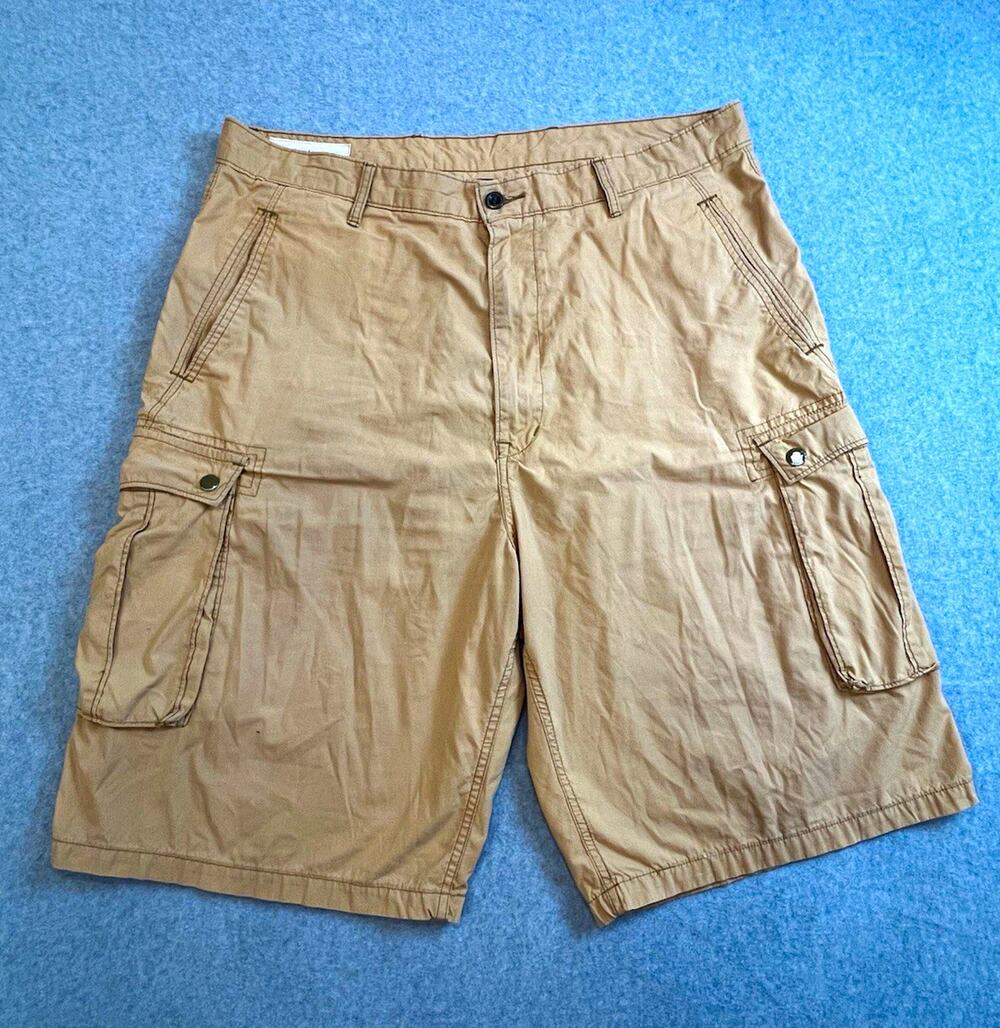 Levi Strauss & Co. Mens Beige Cotton Canvas Cargo Shorts Flat Front Pockets XXL